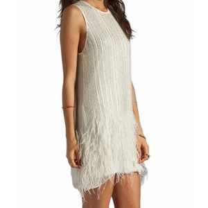 Parker S Allegra Feather Beaded Shift Dress Linen